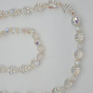 Vintage 1950's Aurora Borealis Crystal Bead Multifaceted With Barrel Clasp